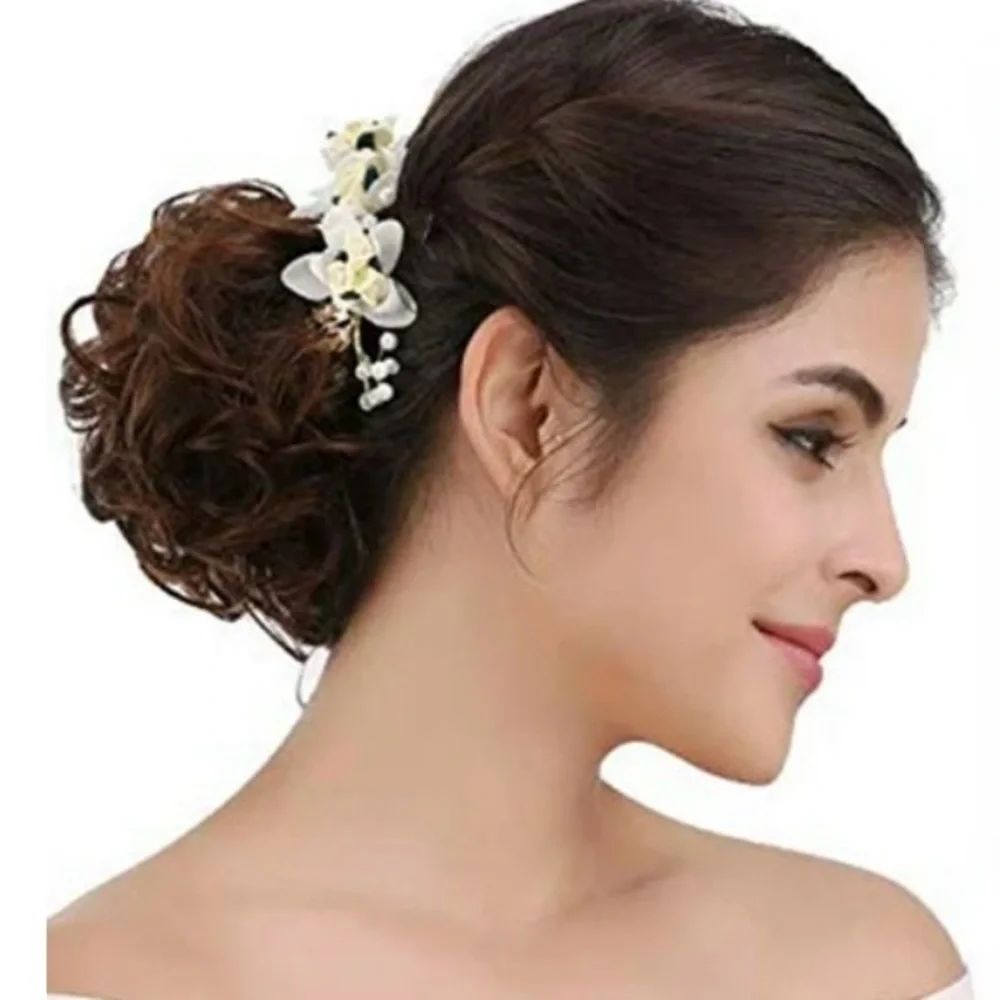 Women’s 2 wavy black messy bun hair piece